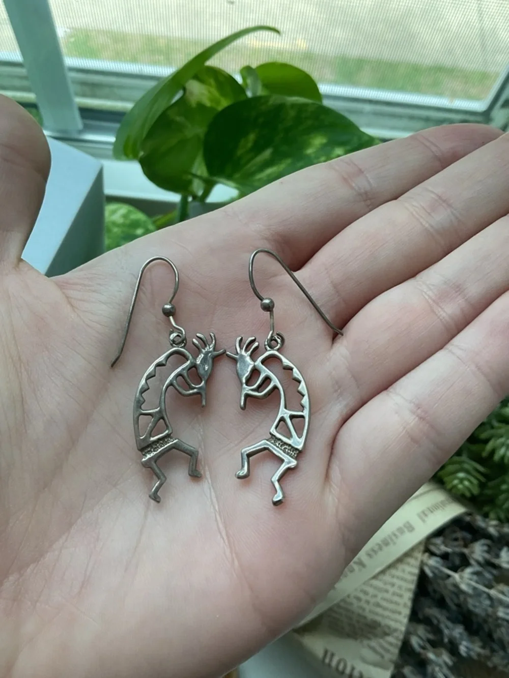 Vintage Sterling Silver Kokopelli Southwestern Earrings